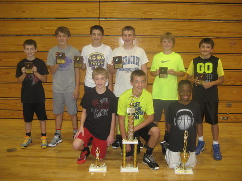 youth summer basketball campers with their prizes
