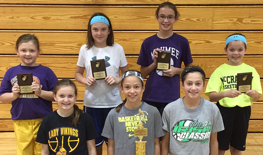 Basketball Campers posing with their prizes