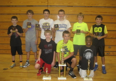 youth summer basketball campers with their prizes