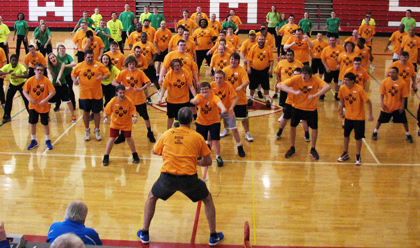 Coach Todd from McCracken basketball camps coaches Special Olympics